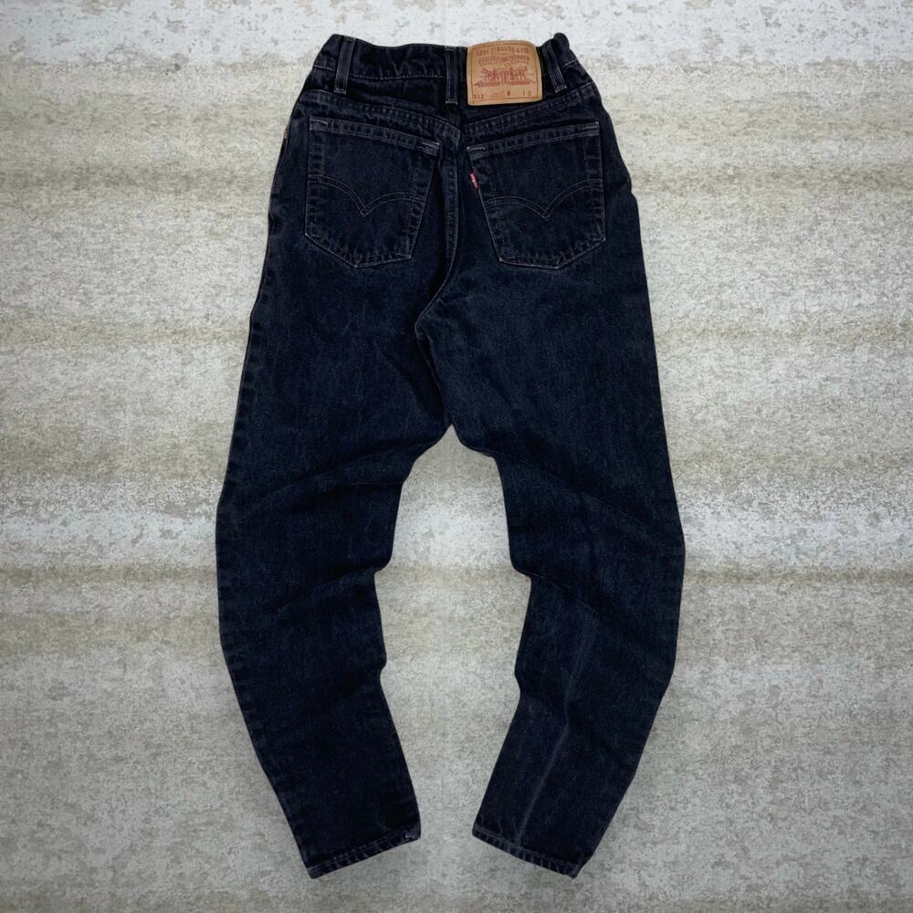 Vintage 90s Levis Jeans 512 Womens 5 Slim Tapered Leg Jet Black Wash Made in USA